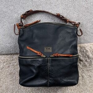 Dooney and Bourke Dillen‎ Double Pocket Sac Satchel Black Pebble Grain Leather